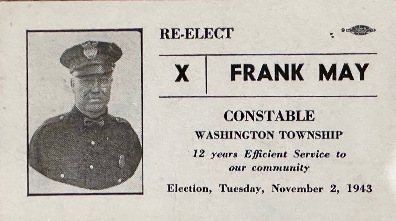 Washington Twp Constable card