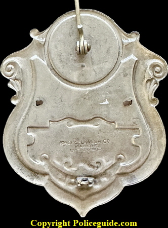 Back of Denver Detective No. 800, hallmarked Sachs Lawler Co. Makers Denver Back of Denver Detective No. 800, hallmarked Sachs Lawler Co. Makers Denver