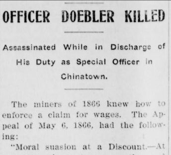 Marysville Daily Appeal 24 Sep 1904 Doebler Assassinated remembered