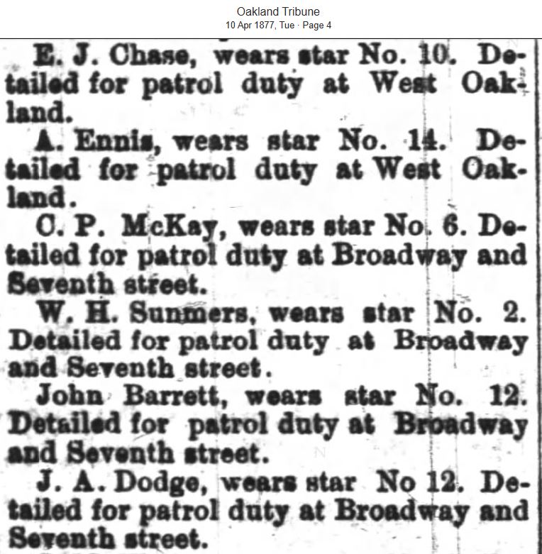 Oakland Tribune April 10, 1877 star numbers 2