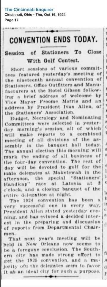 Cincinnati Enquirer  October 16, 1924