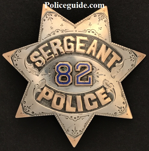 San Francisco Sergeant #82 made of sterling silver with 14k gold letters and inlay on each point. 