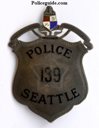 Seattle Police badge, sterling silver.