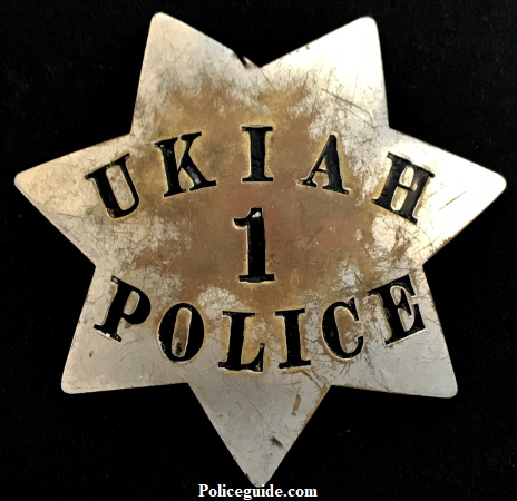 3 1/2” tall and made by Moise Klinkner S.F. this badge was worn by Clyde Brewer when he was the only policeman in Ukiah.