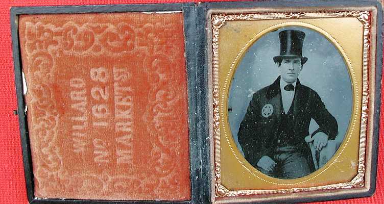 Circa 1840 cased ambrotype of Jacob Eriq by photographer Willard No. 1628 Market St. Philadelphia. Circa 1840 cased ambrotype of Jacob Eriq by photographer Willard No. 1628 Market St. Philadelphia.