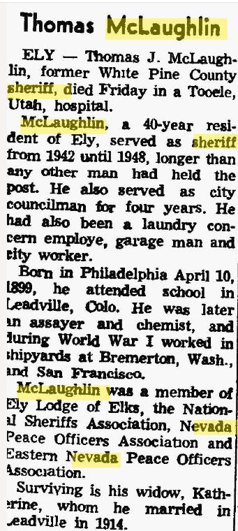 Reno Evening Gazette November 12, 1966 obit