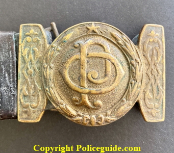 Early Oakland Police belt buckle. Early Oakland Police belt buckle.