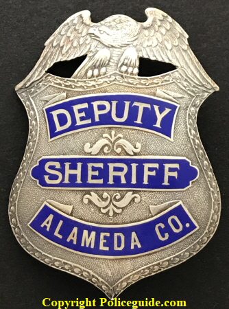 Alameda Co. Deputy Sheriff, sterling silver, reverse hard fired blue enamel.    SKU3592