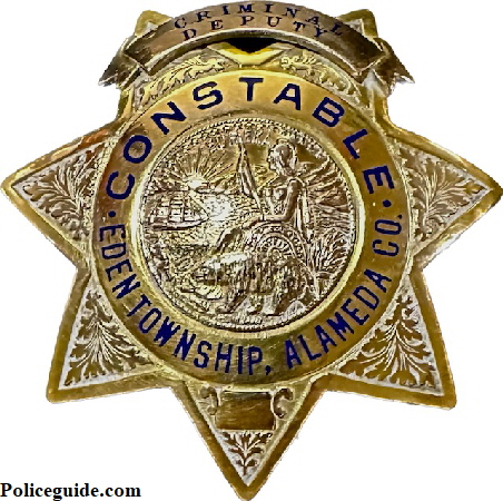 Constable Eden Twp. Criminal Deputy badge, made by Ed Jones Co. in Gold Front.