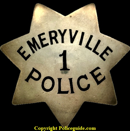 Emeryville Police badge #1, sterling silver, made by Ed Jones Co. Oakland, CAL