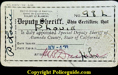 Alameda Co. Deputy Sheriff 98 L ID card front