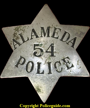 Alameda Police badge No.54.  Issued before they changed to sterling stars.  Later worn by Special  Police.