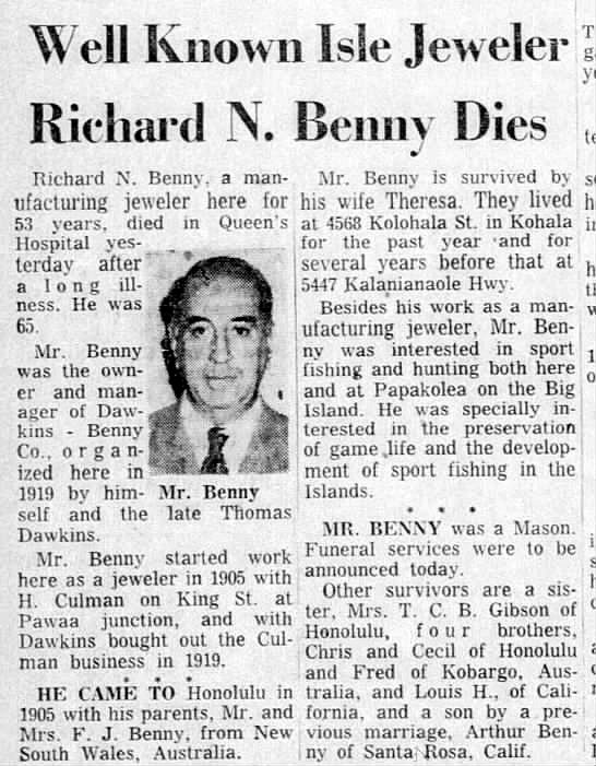 Richard N. Benny obit 2