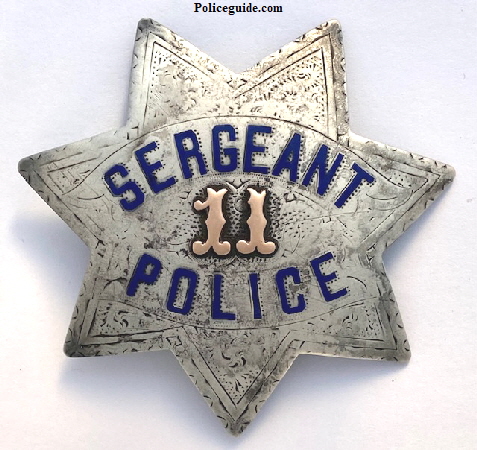 San Francisco Police Sergeant star #11, made of sterling silver with applied 14k gold numbers.  Circa 1886.