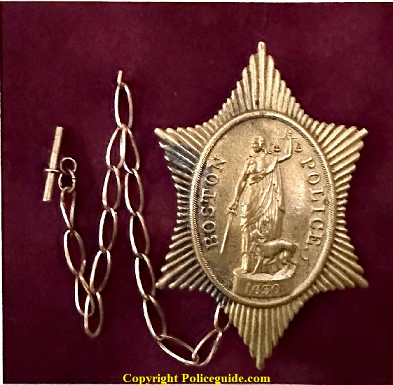 The very rare Boston Police 1st issue shield, issued in 1853.
