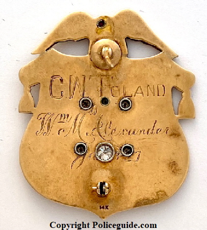 Back of badge dated January 3, 1927.