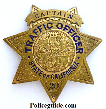  Traffic Officer Captain #20 hallmarked Irvine & Jachens 1027 Market St. S.F.  from the John Connors Collection.  SKU4502