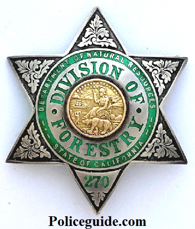 Division of Forestry with Green enamel #270 made by Ed Jones & Co. Oakland CAL in Sterling.