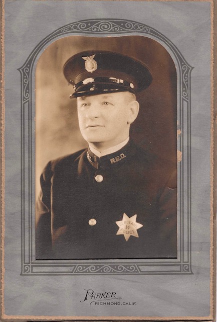 Richmond, CA Police Officer wearing star No. 14.  Photo by Parker Richmond, CALIF.