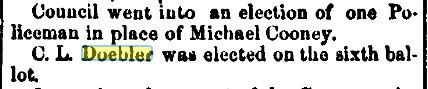 Doebler Appointed Policeman Daily National Democrat Nov 2 1858 