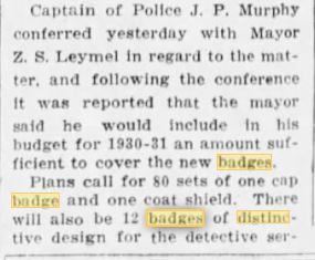 Fresno Morning Republican 06 Mar 1930 New Badges 2