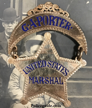 In 1906 President Theodore Roosevelt named Porter U. S. Marshal for the Southern District of Indian Territory.  Both badges are 14k gold and jeweler made.