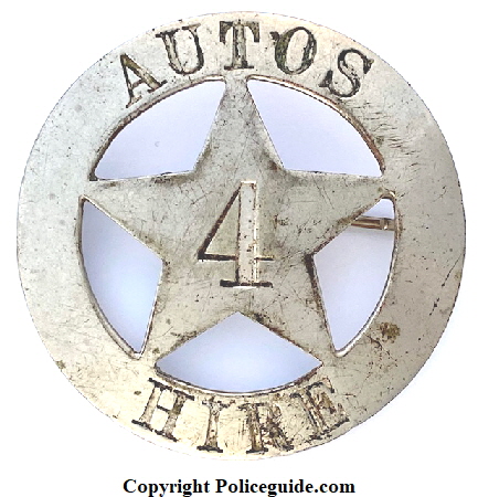 Autos 4 Hire badge used to Goldfield, NV,  circa 1910