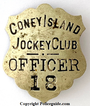 Coney Island Jockey Club Officer badge #18.