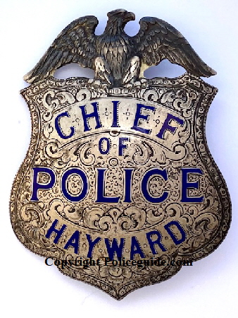 Louis Silva’s Chief of Police Badge Hayward, sterling silver and made by Ed Jones Co. Oakland, CAL