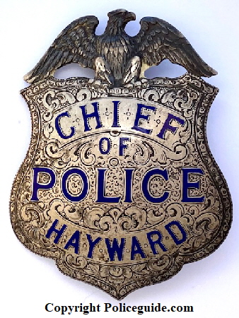 Louis Silva’s Chief of Police Badge Hayward, sterling silver and made by Ed Jones Co. Oakland, CAL