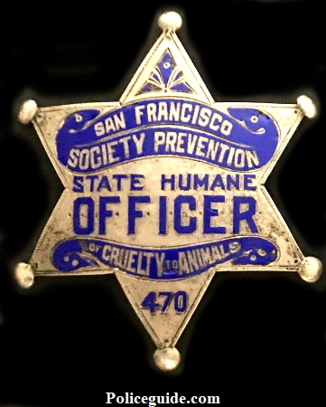 San Francisco Society Prevention of Cruelty to Animals OFFICER badge #360.