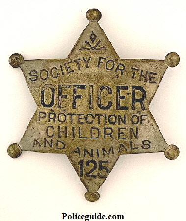 Society for the Protection of Children and Animals badge #125 made by Moise S. F.