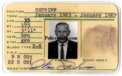 Sheriff William Pederson Sheriff ID card reverse.