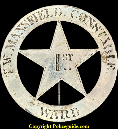 Chicago Ward 1 T.W. Mansfield Constable. In 1888 - 1910 Thomas W. Mansfield was a Policeman in Chicago but I don’t find him listed as a Constable. Chicago Ward 1 T.W. Mansfield Constable. In 1888 - 1910 Thomas W. Mansfield was a Policeman in Chicago but I don’t find him listed as a Constable.