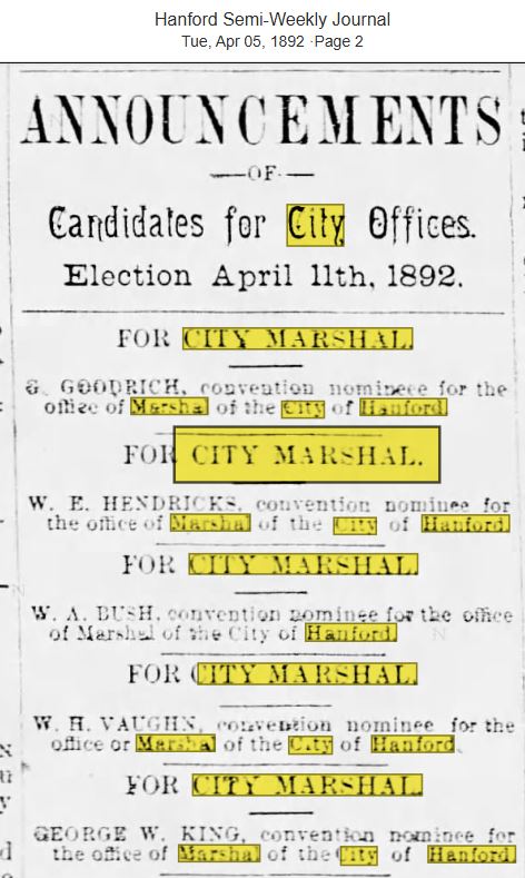 Hanford Semi Weekly Journal April 5, 1892