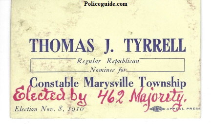 Marysville Tyrrell for Constable 1910.