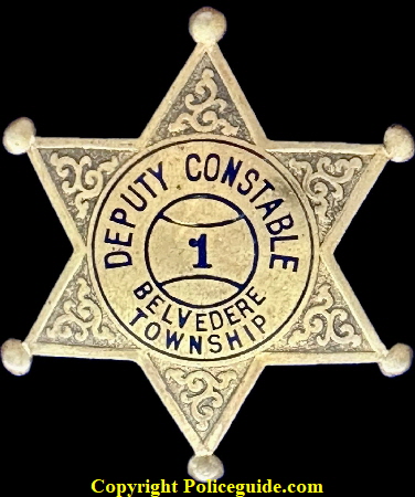 Belvedere Township Deputy Constable star No. 1 with hard fired blue enamel.