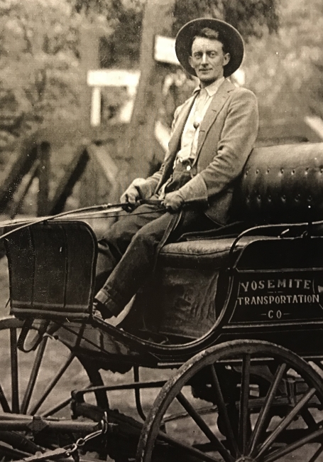 Daniel M. Field at the reins sitting atop a Yosemite Transportation Co. rig.