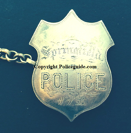 1st issue Springfield, Mass police badge made of sheet silver.