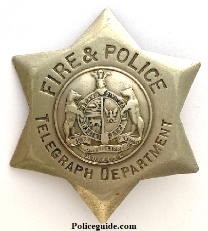 Fire & Police Telegraph Office St. Louis PD badge.  Al Mize Collection