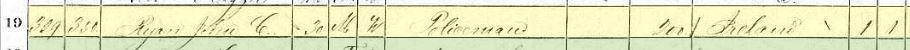 John C. Ryan 1870 Census