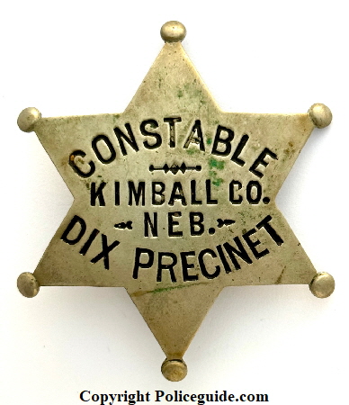 Kimball Co. Constable Dix Precinet worn by O. A. Larson.