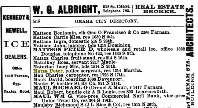 Omaha City Directory 1888