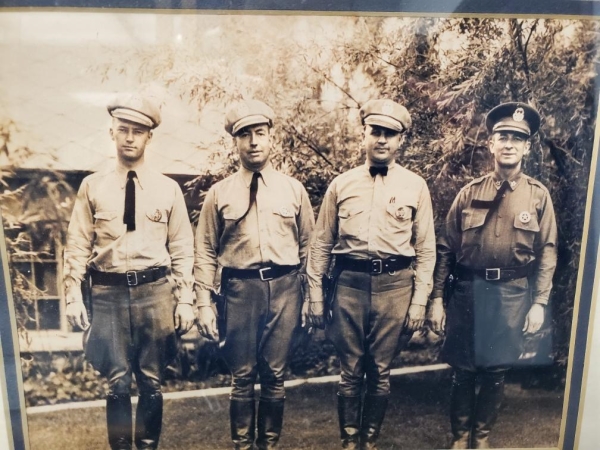 This image shows the new Nevada State Highway Patrol Traffic Officers assigned to ride motorcycles.  Circa 1920.  