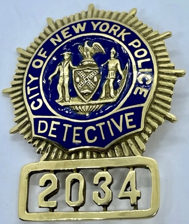 NYPD L.W. Sofield Det badge 14k gold.