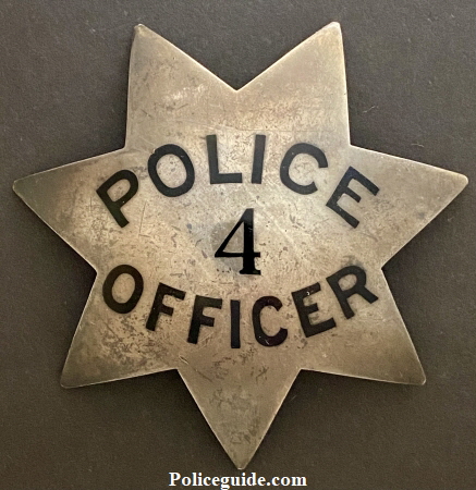 Oakland Police badge #4 worn by C. H. Bock who was appointed 12-1-1901.
