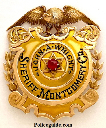14k & 18k gold Jeweler made badge for  John A. Wright Sheriff Montgomery Co.
