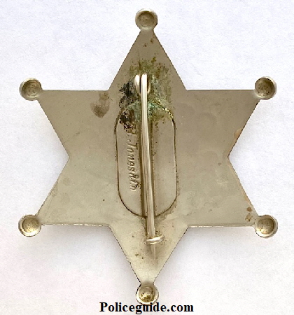 Napa Co. Deputy Sheriff S. F. & N. V. R. R. badge made by Ed Jones Co. Oakland, CAL