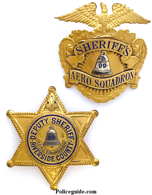 Riverside Co. Aero Squadron badge and hat badge both  #99.