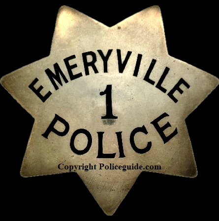 Emeryville Police badge #1, sterling silver, made by Ed Jones Co. Oakland, CAL